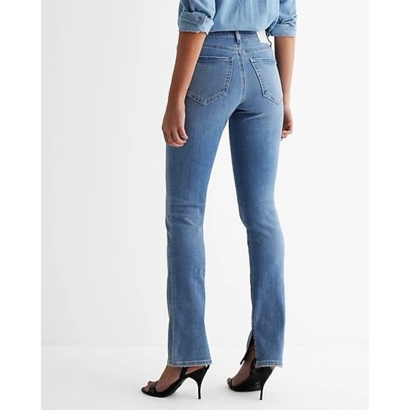 Express Womens 12 R Skyscraper Mid Rise Split Hem Bootcut Stretch Jeans - Picture 8 of 8